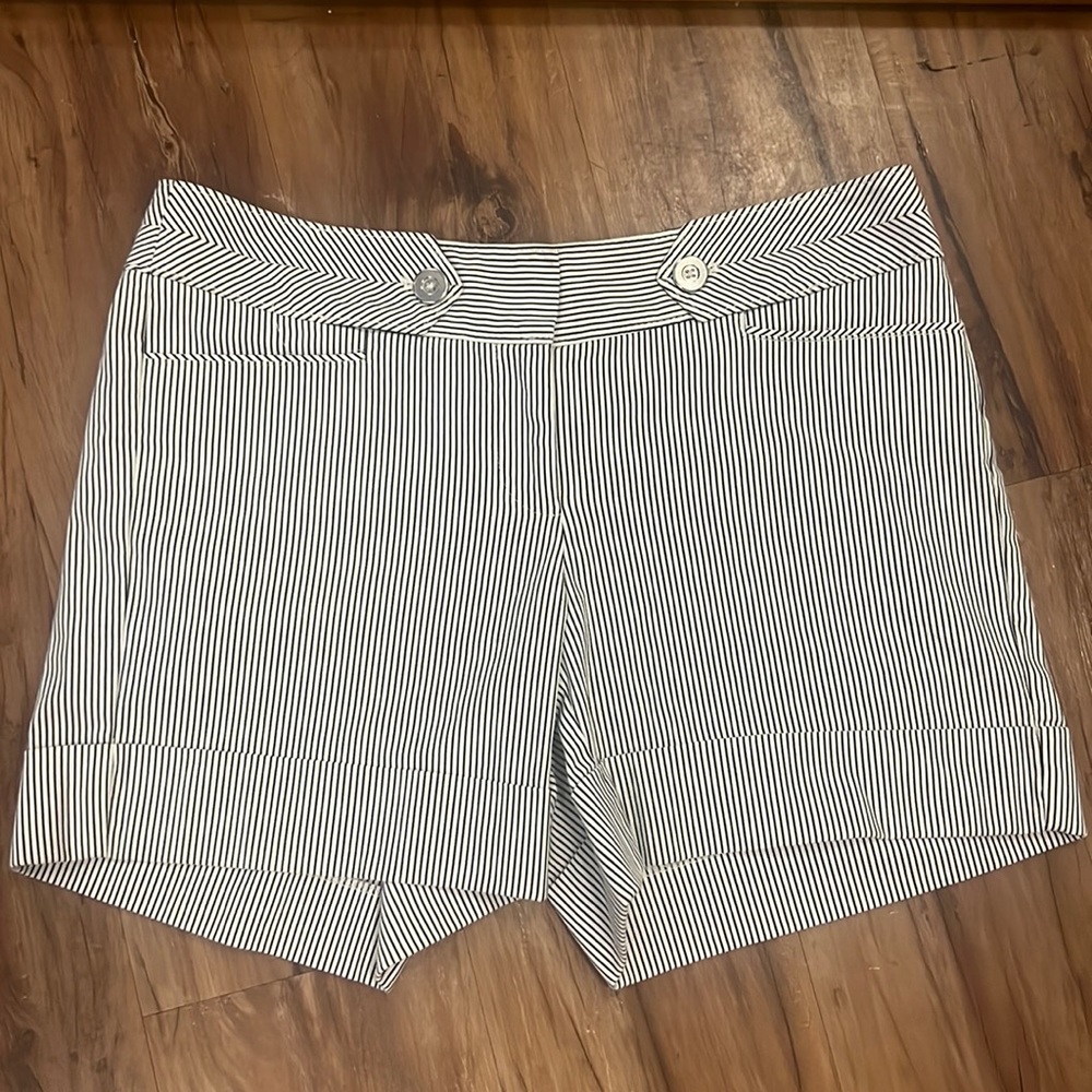 Whbm black and white striped cotton shorts